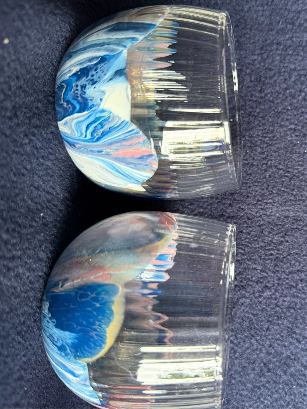 Hand dipped textured, ribbed glass candle holder votive glasses